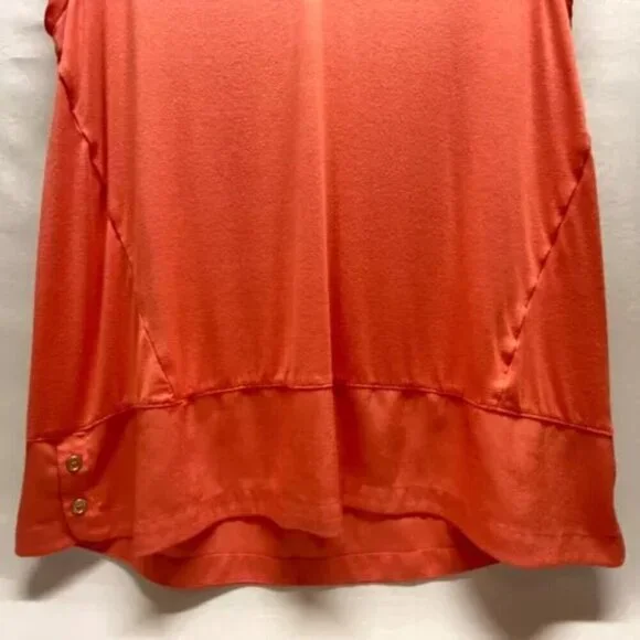 Calvin Klein Women's V-Neck Top Large Orange Multi Layer Fabric Tunic Shirt NWOT - Picture 4 of 12